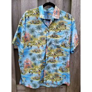 Hawaiian Shirt Men's Large Beach Hut Booze Cruise Rima Woody Irie
